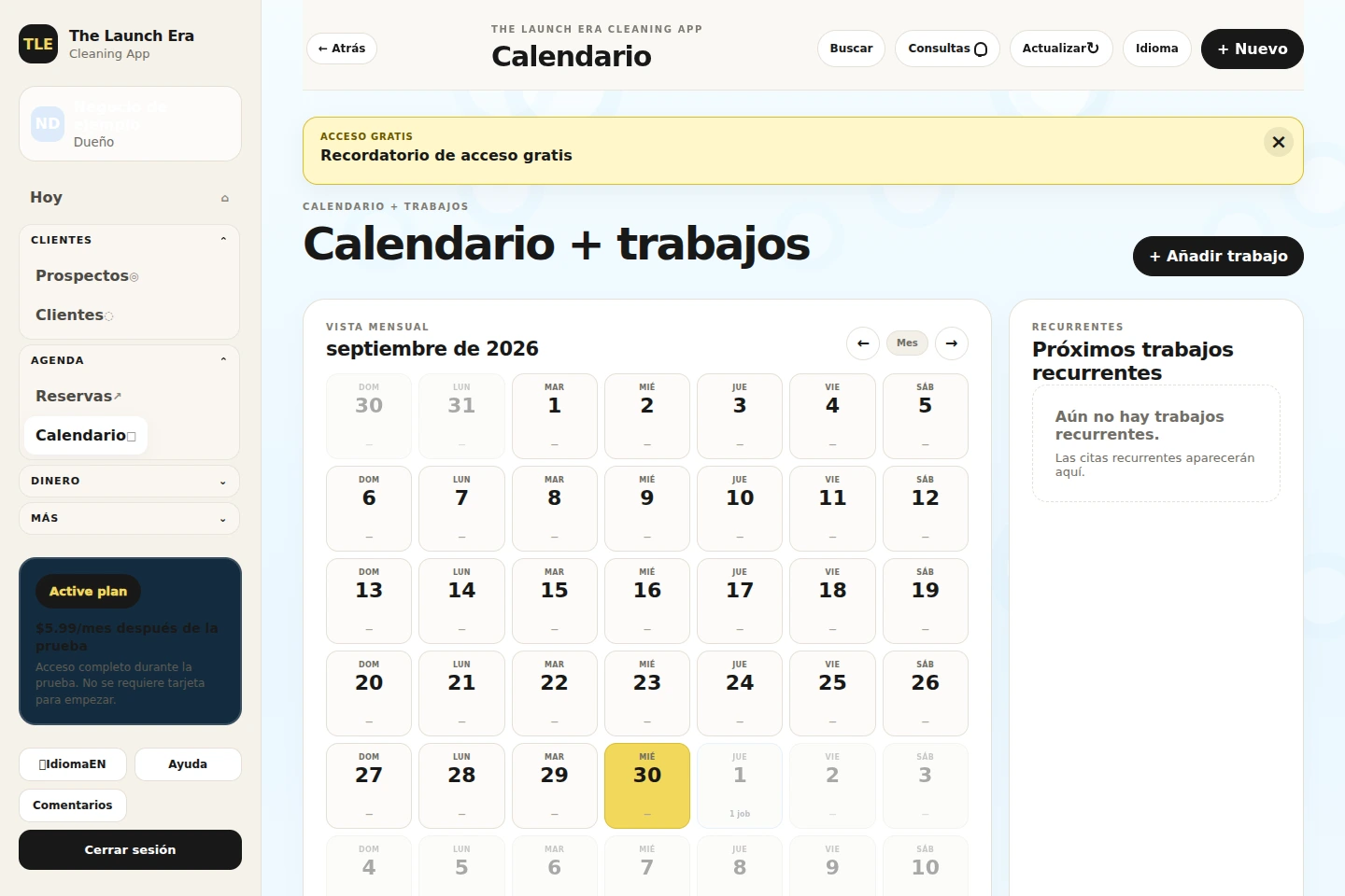Encuentra la próxima limpieza en tu calendario.